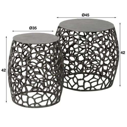 Ronde Bijzettafel Maze Metaal Set van 2 stuks - Afbeelding 3