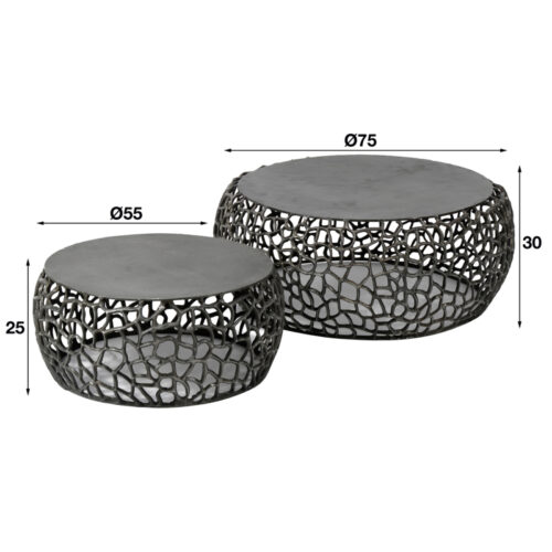 Ronde Salontafel Maze Metaal Set van 2 stuks - Afbeelding 4