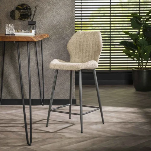 Barstoel Lende Bouclé Grijs (zithoogte 67 cm) - Afbeelding 6