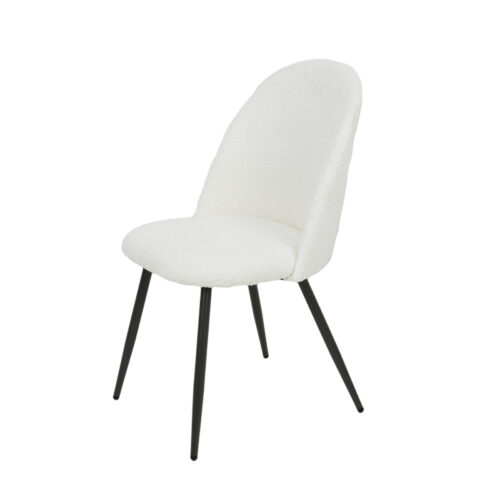 Eetkamerstoel Tom met hoge rug - Bouclé Wit - Afbeelding 3