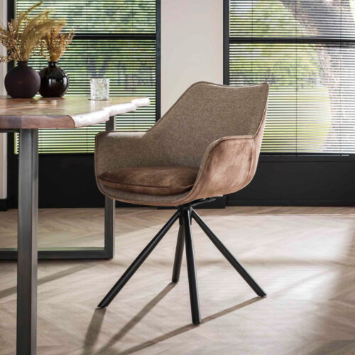 Draaibare Eetkamerstoel Two Tone - Champagne Velvet