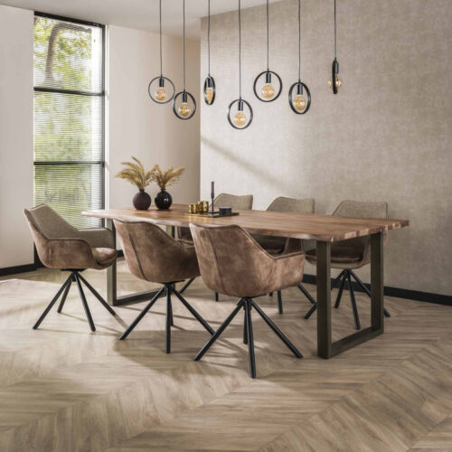 Draaibare Eetkamerstoel Two Tone - Champagne Velvet - Afbeelding 2