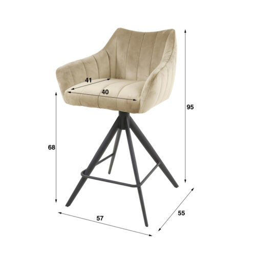 Draaibare Barstoel Cinema Velvet - Zilver (zithoogte 68cm) - Afbeelding 3