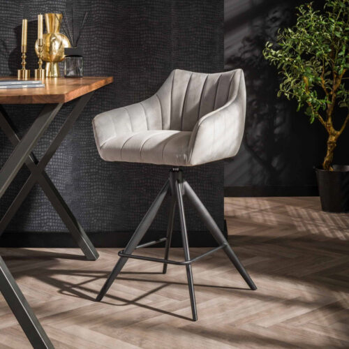 Draaibare Barstoel Cinema Velvet - Zilver (zithoogte 68cm)