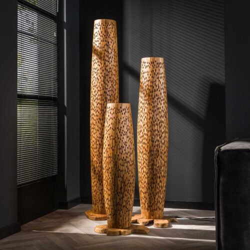 Vloerlamp Bars Large 184cm 4 lampen Teakhout - Afbeelding 4