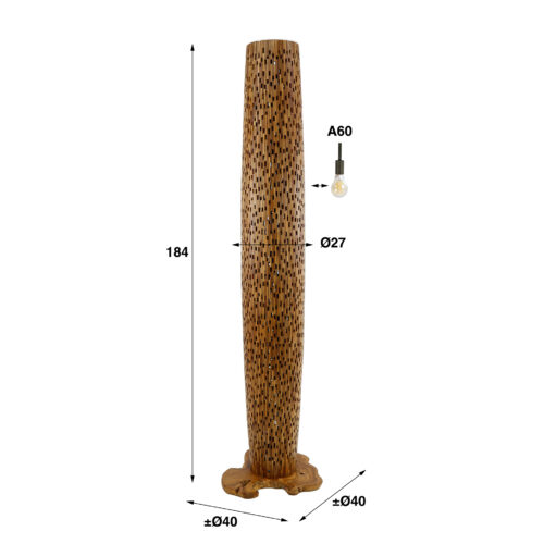 Vloerlamp Bars Large 184cm 4 lampen Teakhout - Afbeelding 8