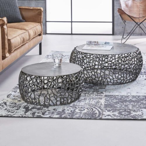 Ronde Salontafel Maze Metaal Set van 2 stuks - Afbeelding 2