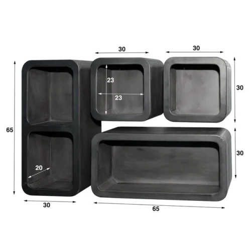 Wandschap Dark Clay - Set van 4 Stuks - Afbeelding 4