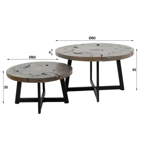 Salontafel Mix Grey - Set van 2 stuks - Afbeelding 5
