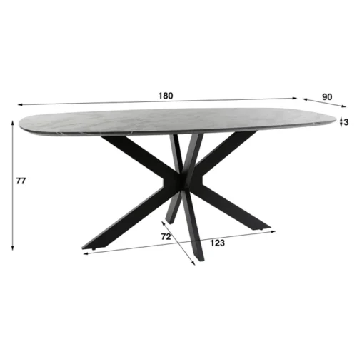 Deens Ovale Eettafel Mousa Keramieklook 180 x 90cm - Afbeelding 6