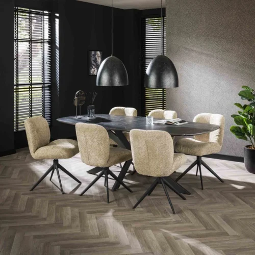 Deens Ovale Eettafel Mousa Keramieklook 180 x 90cm