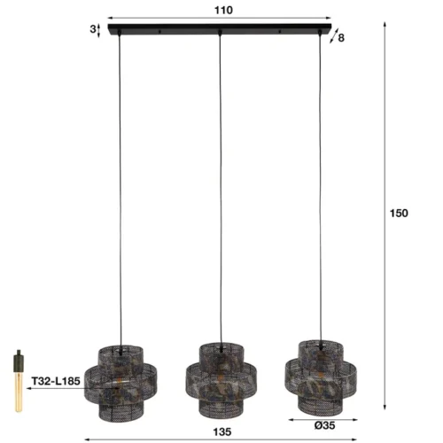 Hanglamp Kosmos Ø 40cm - 2 Lampen - Afbeelding 9