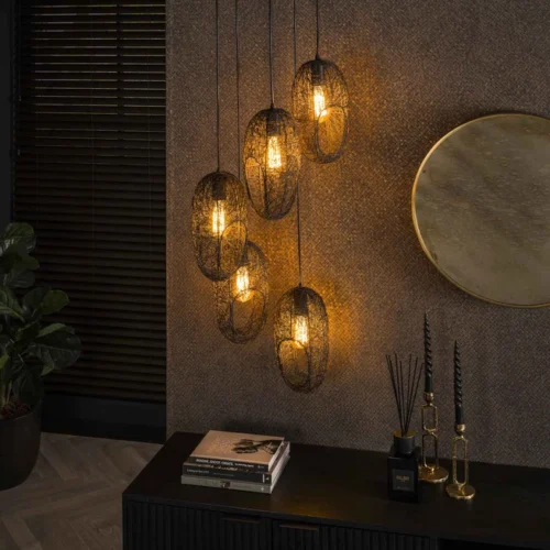 Hanglamp Hannah-Getrapt 5 Lampen