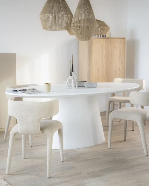 Ovale Eettafel Elin 200 x 110 cm - Wit - Afbeelding 4
