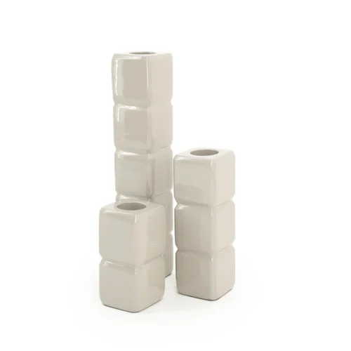 Kaarshouder Cube set van 3 stuks - Taupe