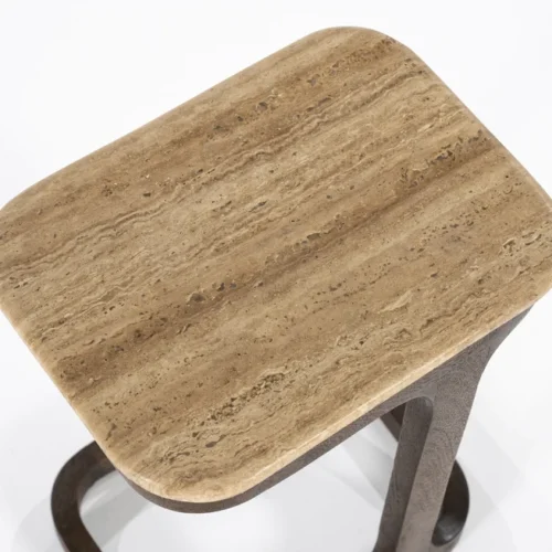 Bijzettafel Tyler Mangohout en Travertin 40 x 30 cm - Afbeelding 2