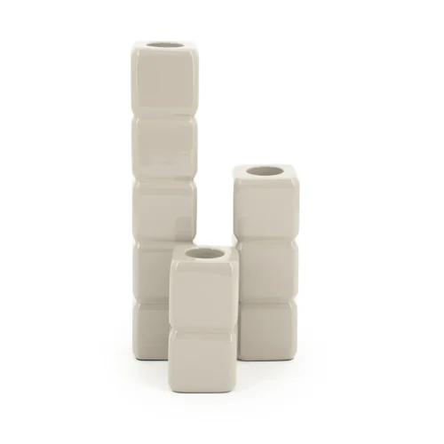 Kaarshouder Cube set van 3 stuks - Taupe - Afbeelding 3