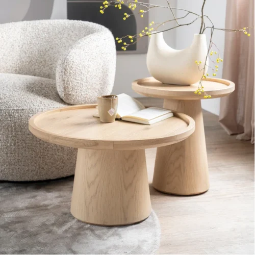 Ronde Salontafel Leia Eikenhout 66cm - Naturel - Afbeelding 2