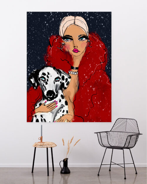 Wandkleed Dotted doggy - zelf samenstellen