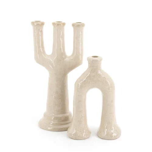 Kaarshouder Blix beige - 38 cm hoog - Afbeelding 4