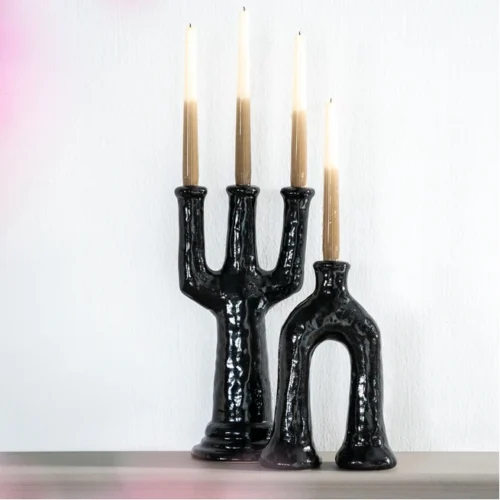 Kaarshouder Blix zwart - 38 cm hoog - Afbeelding 2