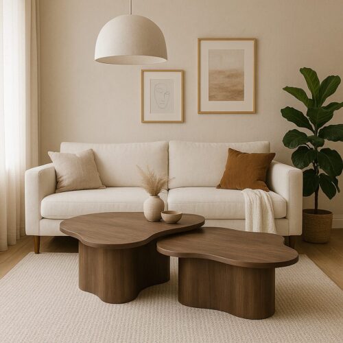 Organische Salontafel Fall Mangohout Set van 2 - Bruin - Afbeelding 2