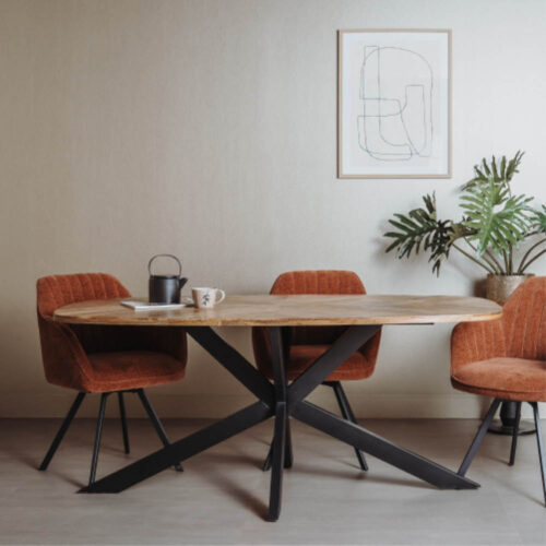 Eettafel Silvi Deens ovaal Mangohout Naturel - 180cm - Afbeelding 4