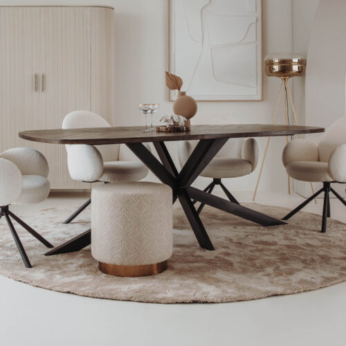 Eettafel Silvi Deens ovaal Mangohout Bruin - 220cm - Afbeelding 2
