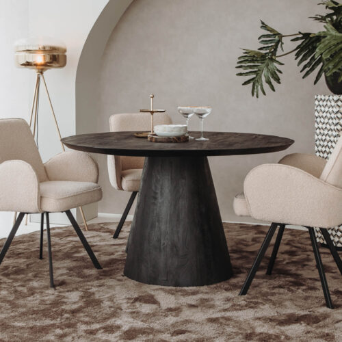 Ronde Eettafel Premana Mangohout Zwart - 130cm - Afbeelding 3