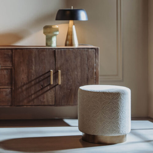 Poef Ossana Beige Goud - 45 cm - Afbeelding 5