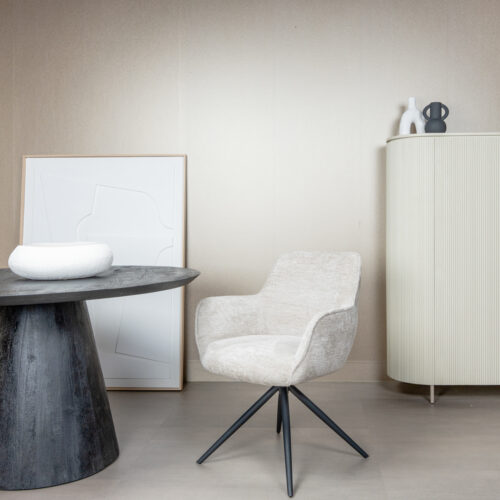Draaibare Eetkanerstoel Fondo Chenille - Beige - Afbeelding 3