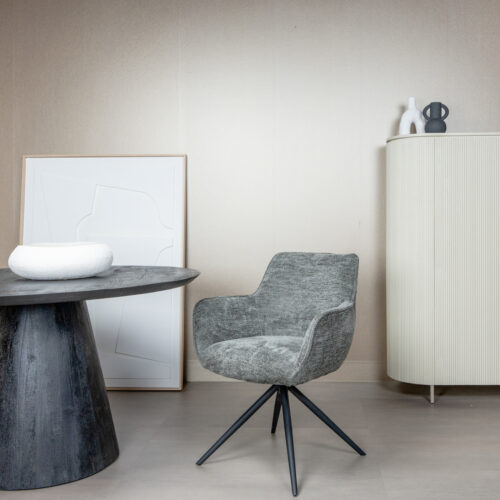 Draaibare Eetkanerstoel Fondo Chenille - Taupe - Afbeelding 3