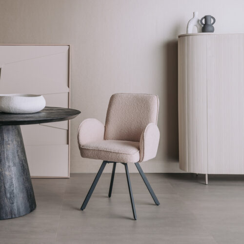 Draaibare Eetkamerstoel Livo Bouclé - Beige - Afbeelding 3