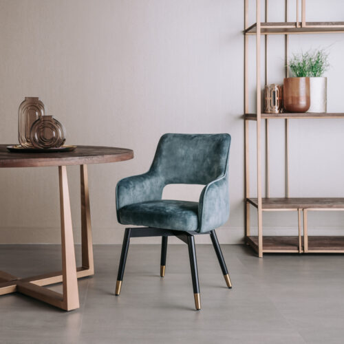 Draaibare Eetkamerstoel Lenno Velvet - Blauw - Afbeelding 3