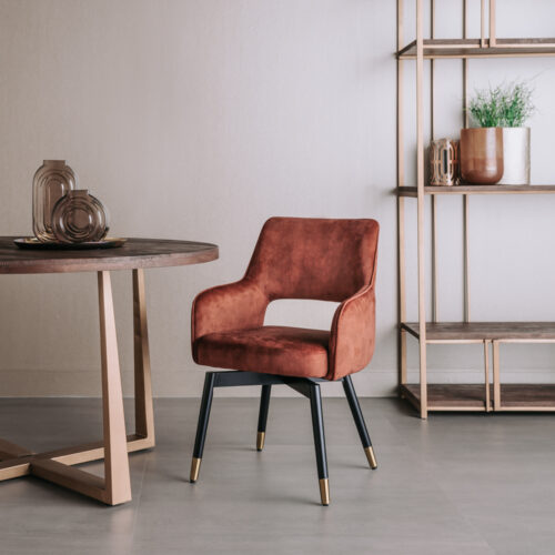 Draaibare Eetkamerstoel Lenno Velvet - Koper - Afbeelding 3