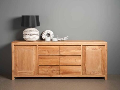 Dressoir Corona Teak met deuren en 6 laden 180 cm - Afbeelding 3