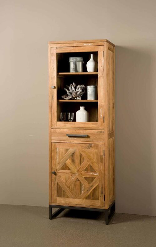 Vitrinekast  Mascio Teakhout 195 x 65 cm