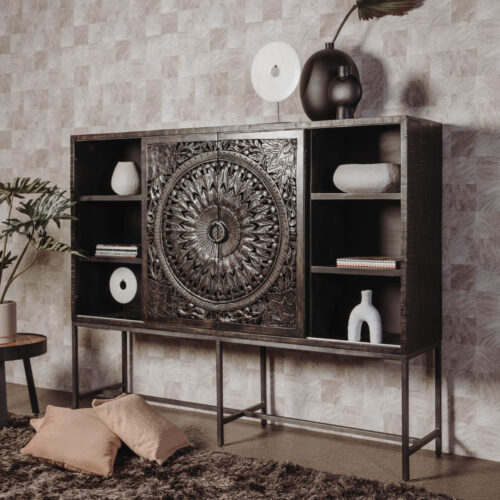 Dressoir Casina 200 cm - Zwart (hoog) - Afbeelding 4