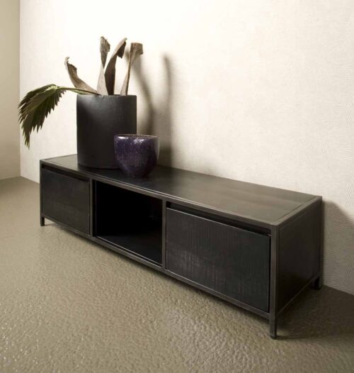 TV-meubel Paterno Zwart - 145 cm - Afbeelding 3