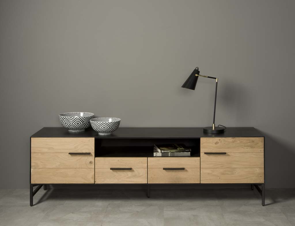 TV-meubel Lido Eiken en metaal 190 cm - Afbeelding 3