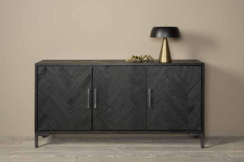 Dressoir Ziano Visgraat Zwart - 180 cm - Afbeelding 3