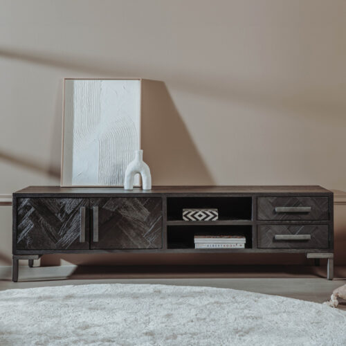 TV-meubel Ziano Visgraat 185 cm - Zwart - Afbeelding 3