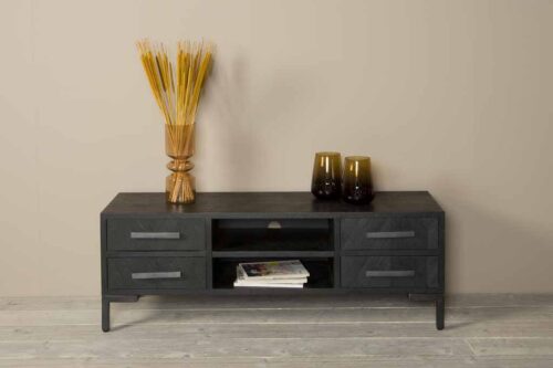 TV-meubel Ziano Visgraat 145 cm - Zwart - Afbeelding 4