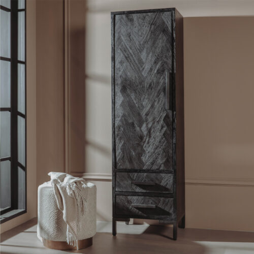 Opbergkast Ziano Visgraat 190 x 55 cm - Zwart (links) - Afbeelding 3