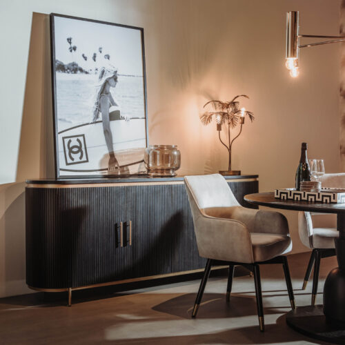 Dressoir Rivello Mangohout Zwart/Goud - 210 cm - Afbeelding 4