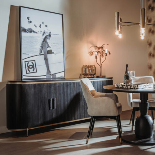 Dressoir Rivello Mangohout Zwart/Goud - 210 cm - Afbeelding 5