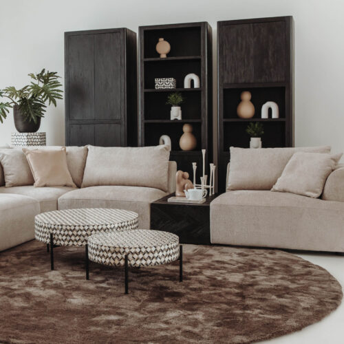 Wandkast Tenna Mangohout met 2 open vakken 220 x 80 cm - Zwart - Afbeelding 7