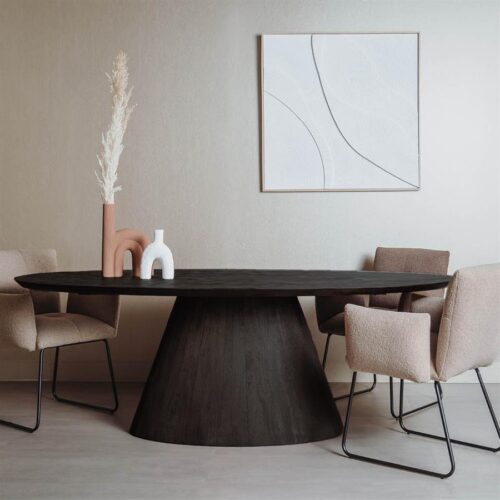 Ovale Eettafel Premana Mangohout Zwart - 240cm - Afbeelding 2