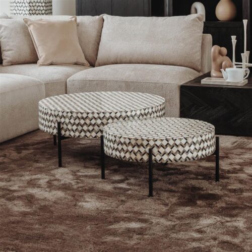Ronde Salontafel Brendola Bone inlay 80 x 80 cm - Afbeelding 2