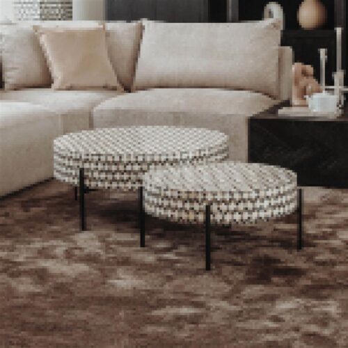 Ronde Salontafel Brendola Bone inlay 60 x 60 cm - Afbeelding 2